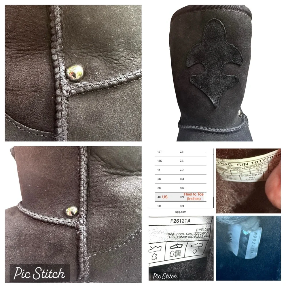 New Ugg Classic Short II Black Boots US 4 Big Kids 4 - 10 years Unisex Custom